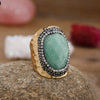 Women Rhinestone Natural Turquoise Ring Jewelry